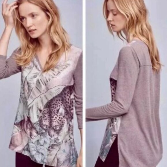 Anthropologie Akemi + Kin Top | Size M | Leopard Print | Long Sleeve | Comfy - Picture 5 of 9